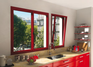 Store de Fenêtre frappe Alu rouge